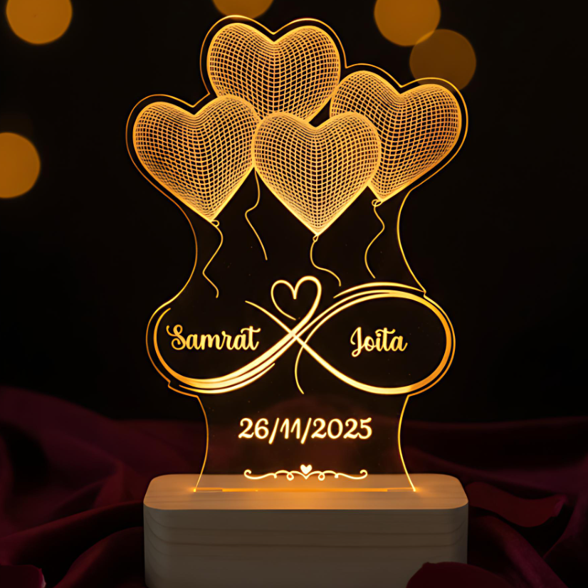 Personalized Couple LED Lamp Heart